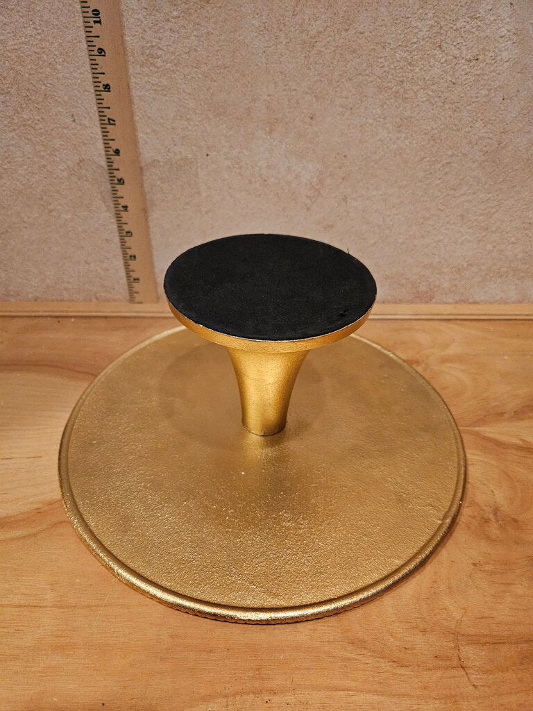 Gilded gold painted metal pedestal farmhouse cake stand home essentials Candy / Dessert Display, cloche riser, table vignette display