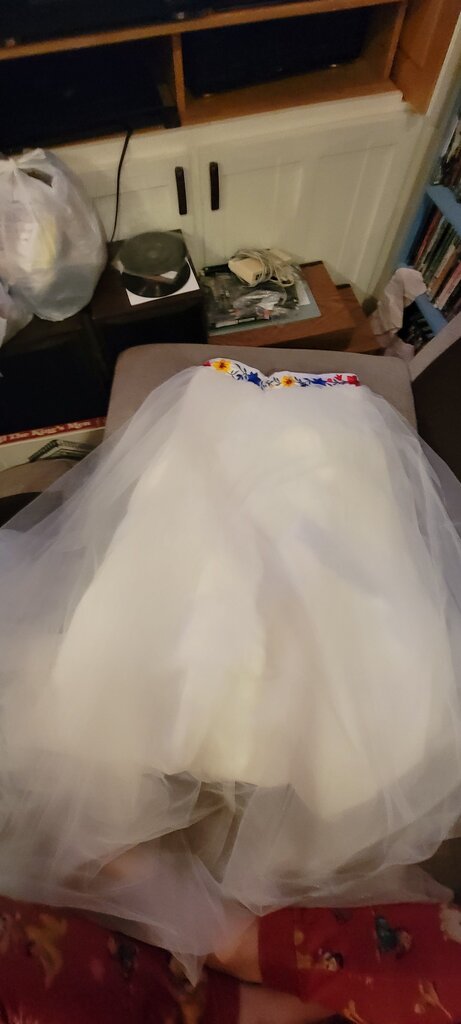 Girls White Tulle Dress with Colorful Floral Accents