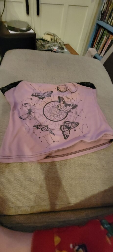 ROMWE Pink Butterfly Print Top