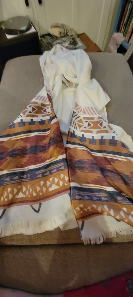 Francesca's Poncho Style Wrap with Geometric Print