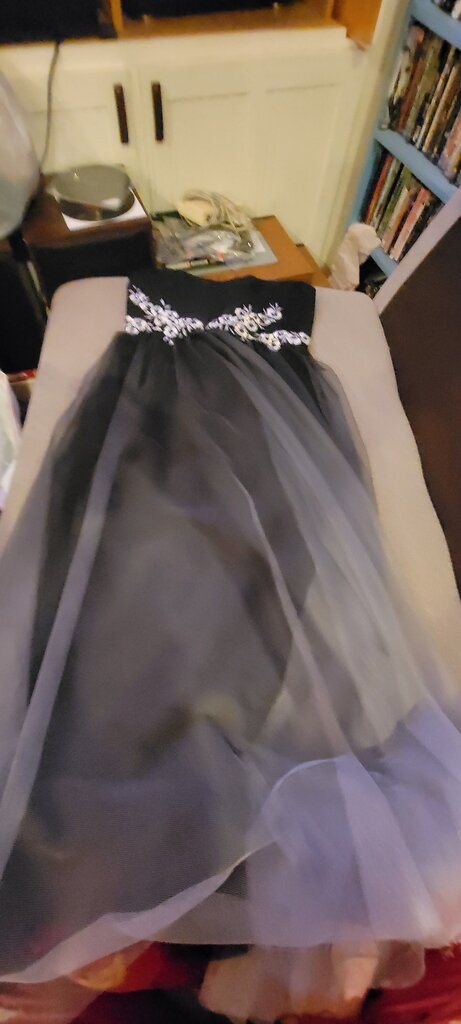 Marchesa Notte Black Dress with Tulle Skirt