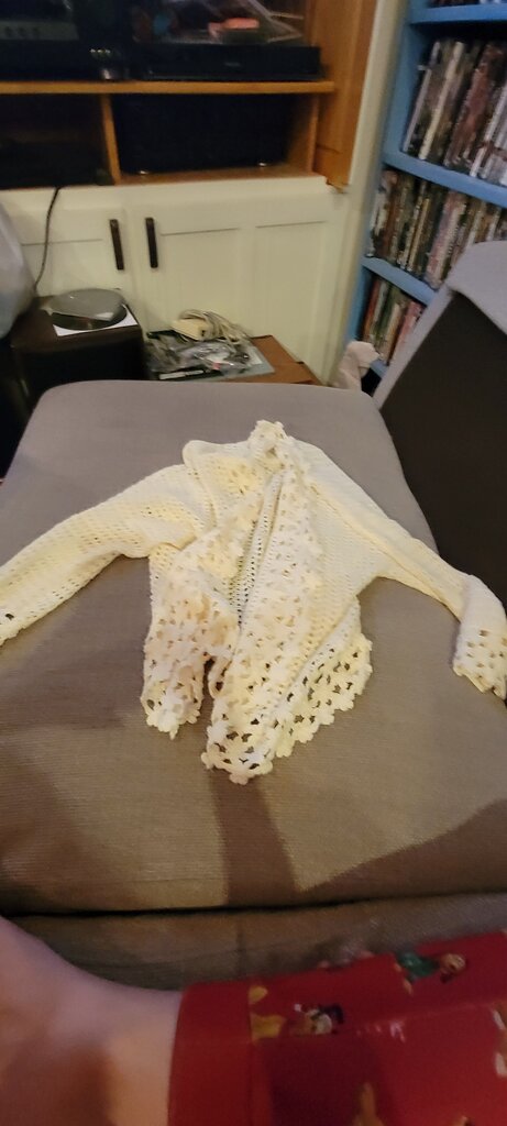 Crocheted Cream Cardigan