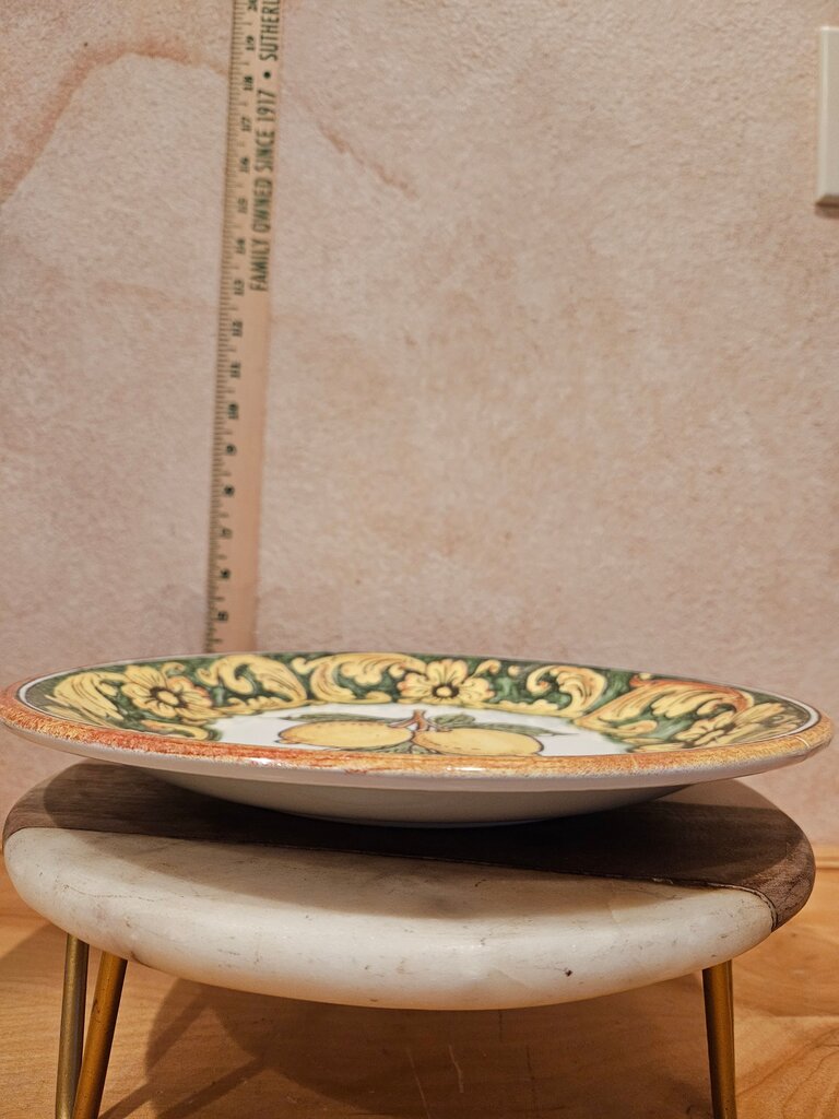 Porcelain Dinner Plates, Ceramiche Italia Hand Made in Italy, w Lemon Design