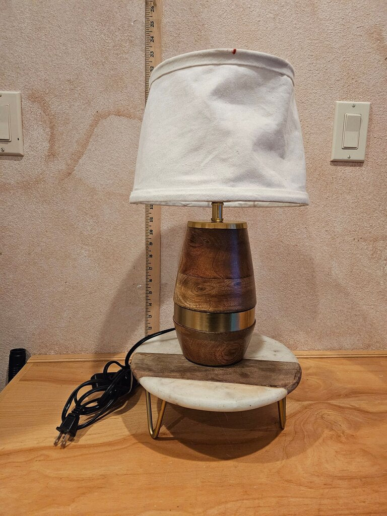 Vintage Mid-Century Modern Table Lamp Walnut Wood Brass Accent Lamp Base