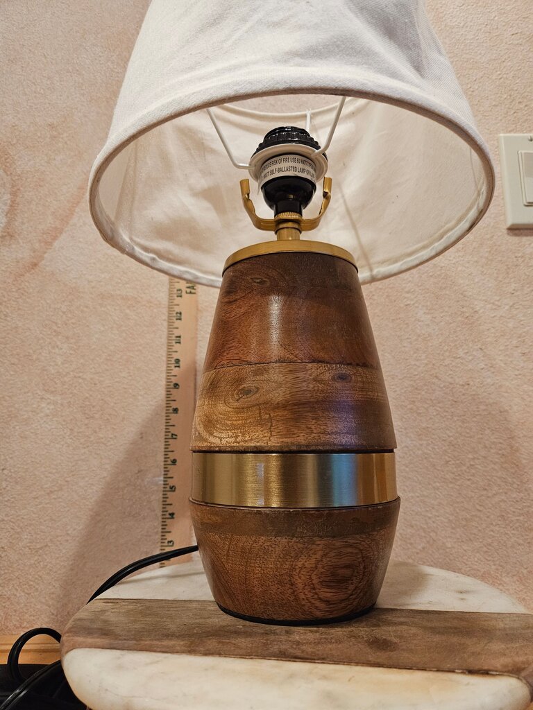 Vintage Mid-Century Modern Table Lamp Walnut Wood Brass Accent Lamp Base