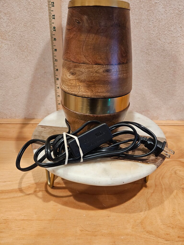 Vintage Mid-Century Modern Table Lamp Walnut Wood Brass Accent Lamp Base