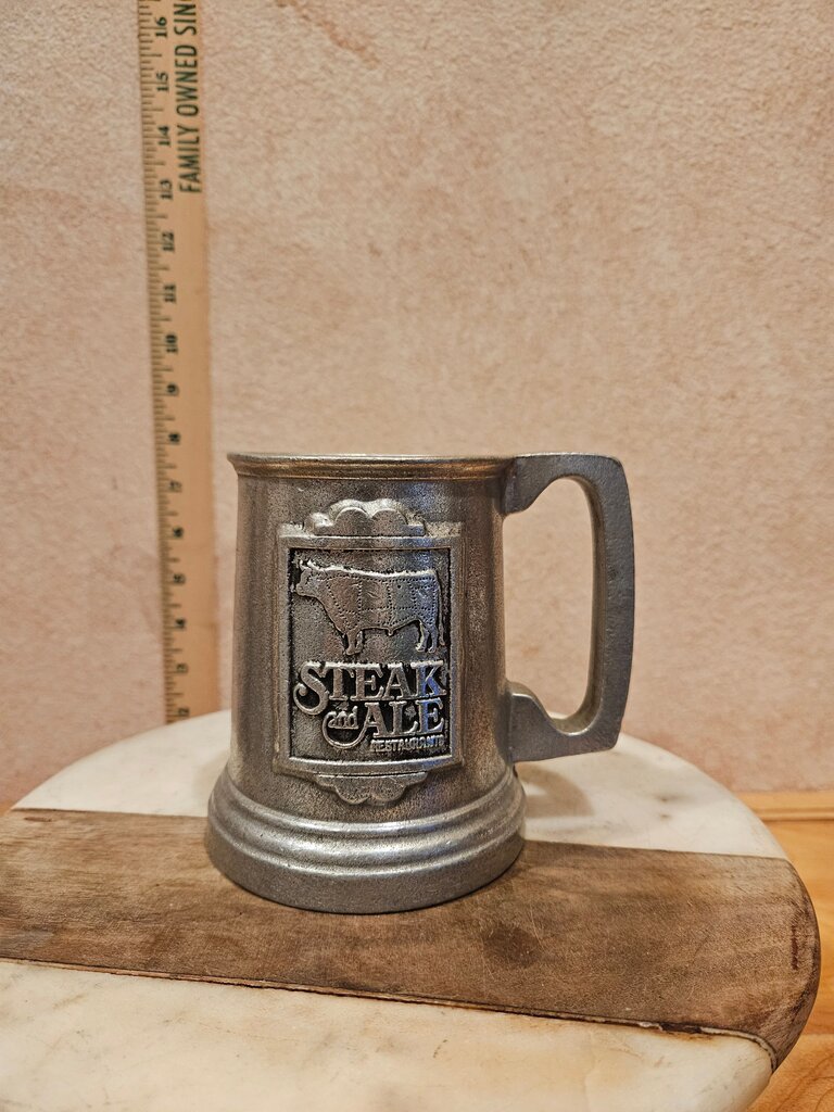 Steak and Ale Restaurant Metal Mug, Collectable Steins, Wilton RWP Pewter Beer Server Barware