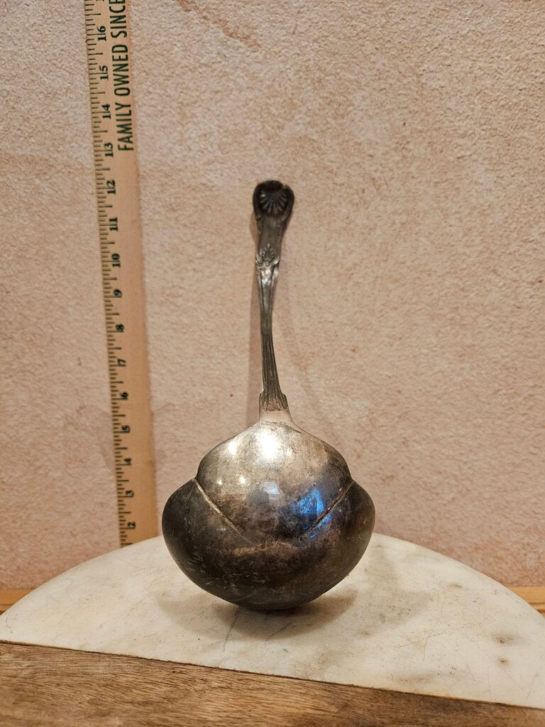 Vintage Silver Plated Soup Gravy Sauce Floral embossed curved handled Ladle could repurpose to candle holder