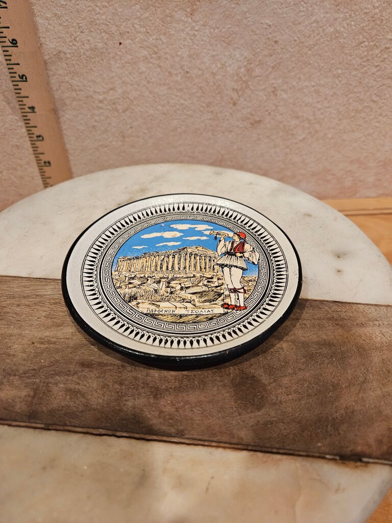 Greek Handmade Decorative Plate with Historical Design terracotta plate made in Greece