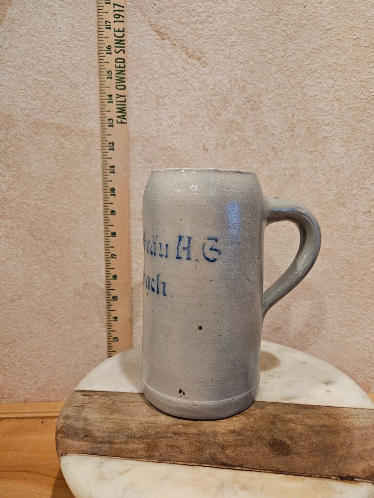 Vintage German Stoneware Beer Stein 1 l Bierkrug Masskrug Krug Brauerei Waitzingerbräu A.G. Miesbach aufgelegt
