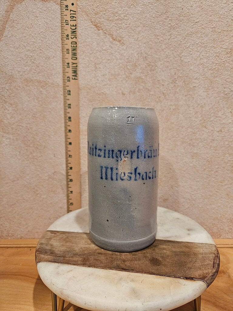 Vintage German Stoneware Beer Stein 1 l Bierkrug Masskrug Krug Brauerei Waitzingerbräu A.G. Miesbach aufgelegt