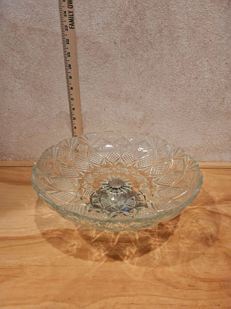 Vintage Unique Crystal on silverplated silver Pedestal base trinket dish, display serving Bowl Hollywood Regency cloche base