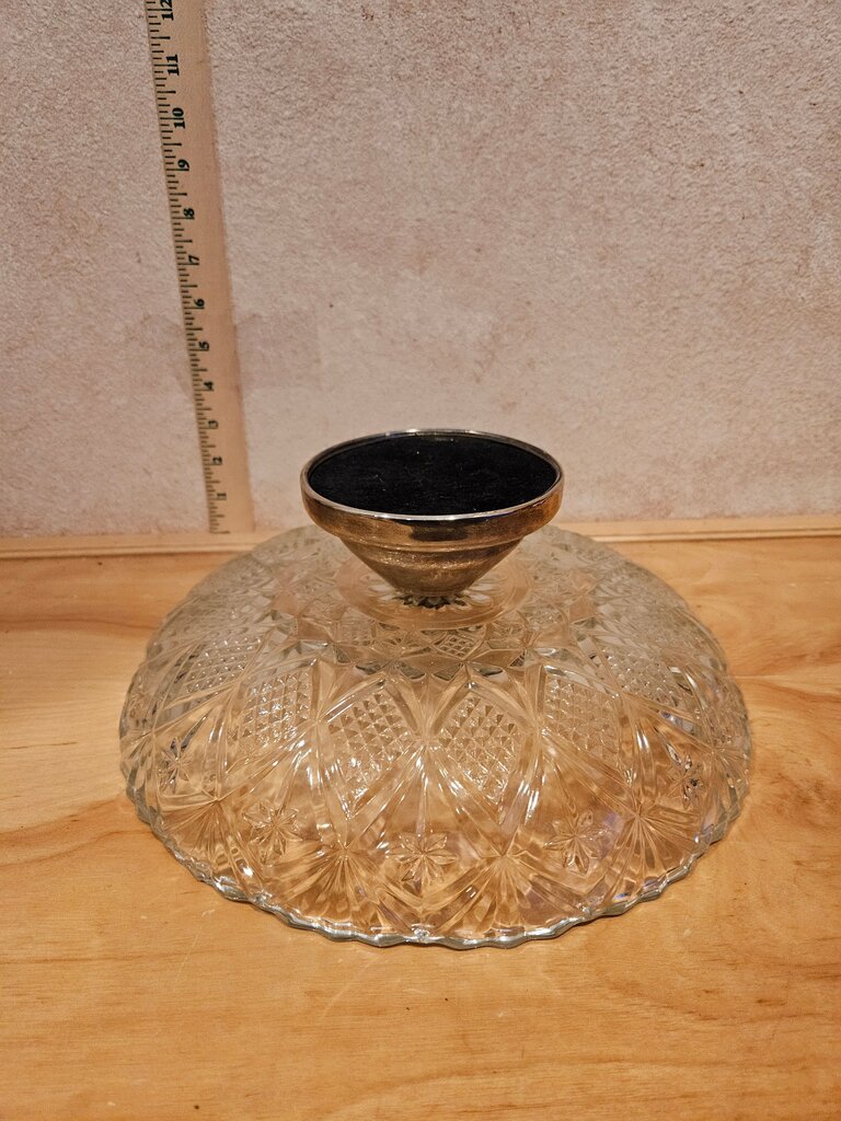 Vintage Unique Crystal on silverplated silver Pedestal base trinket dish, display serving Bowl Hollywood Regency cloche base