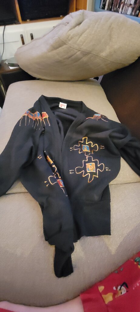 Sunbelt Sportswear Black Cardigan with Colorful Design