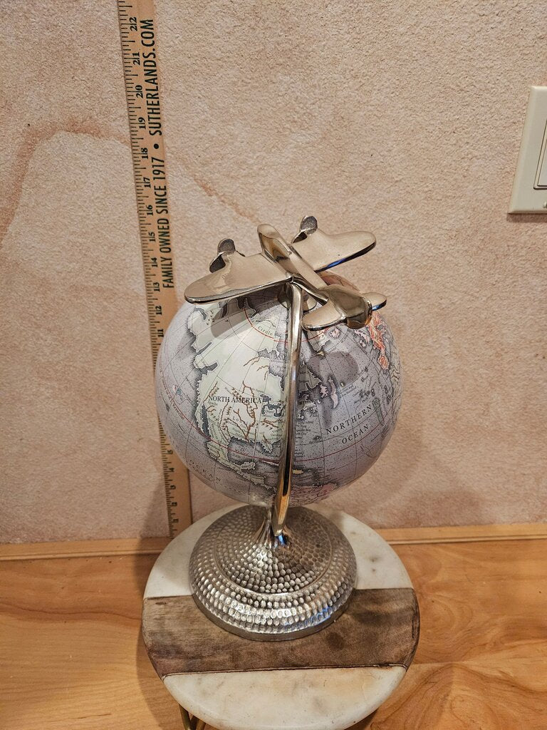 Globe w airplane Art Deco antique look model airplane earth globe decoration desk study office practice gift