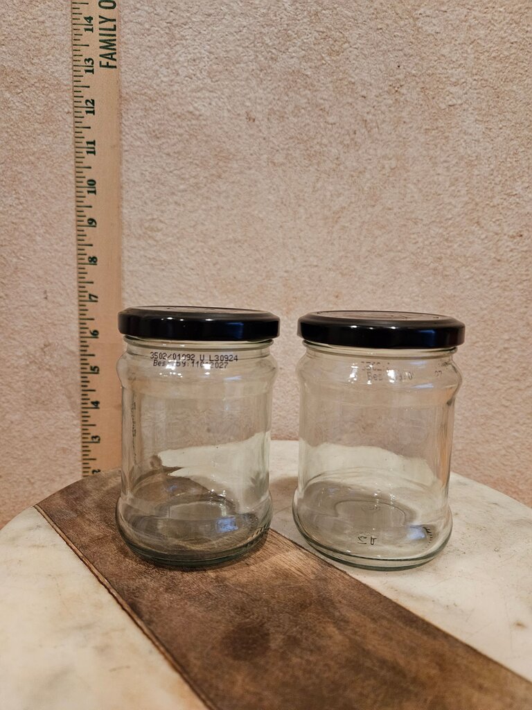 Set of Glass Storage Jars with Black Lids