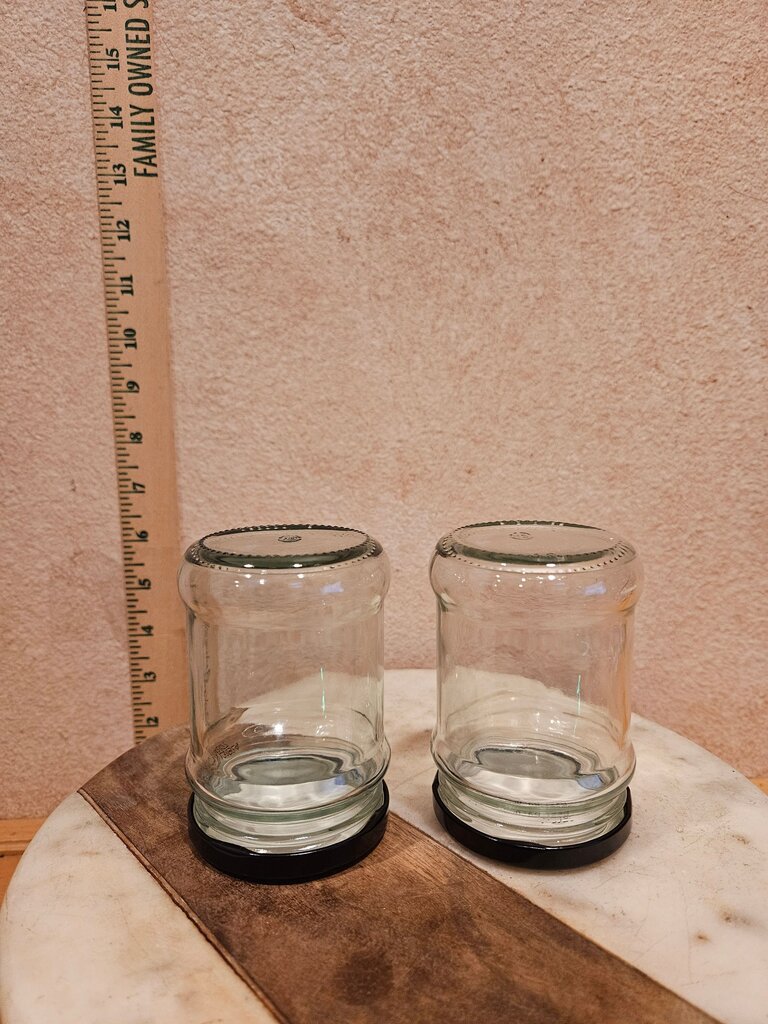 Set of Glass Storage Jars with Black Lids