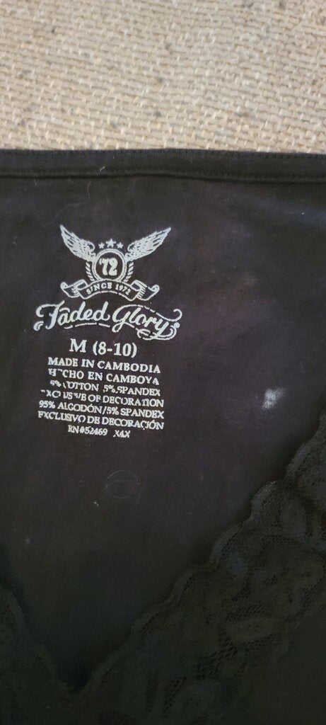 Faded Glory Women's Black Lace Trim Tank Top