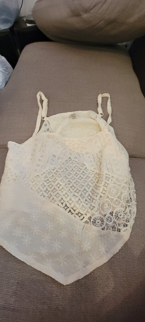 Lace Overlay Cream Top