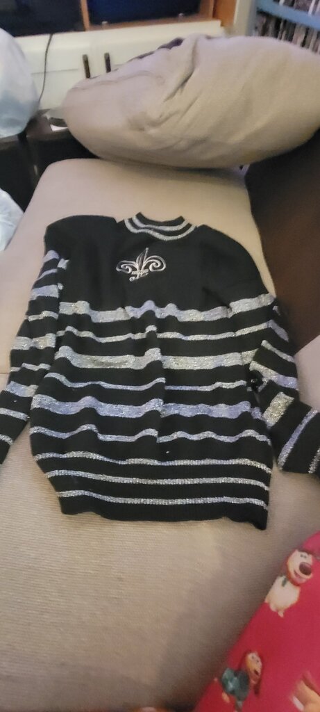Molto Fino Black and Silver Striped Sweater