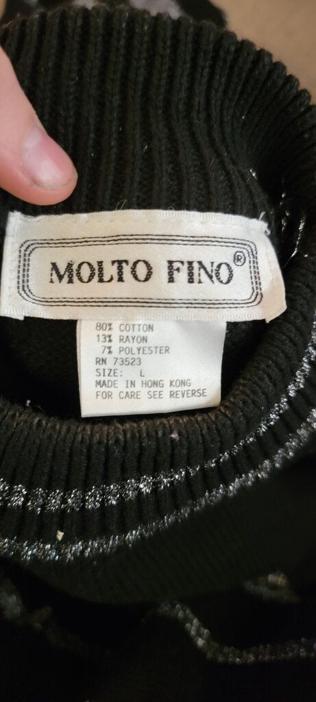Molto Fino Black and Silver Striped Sweater
