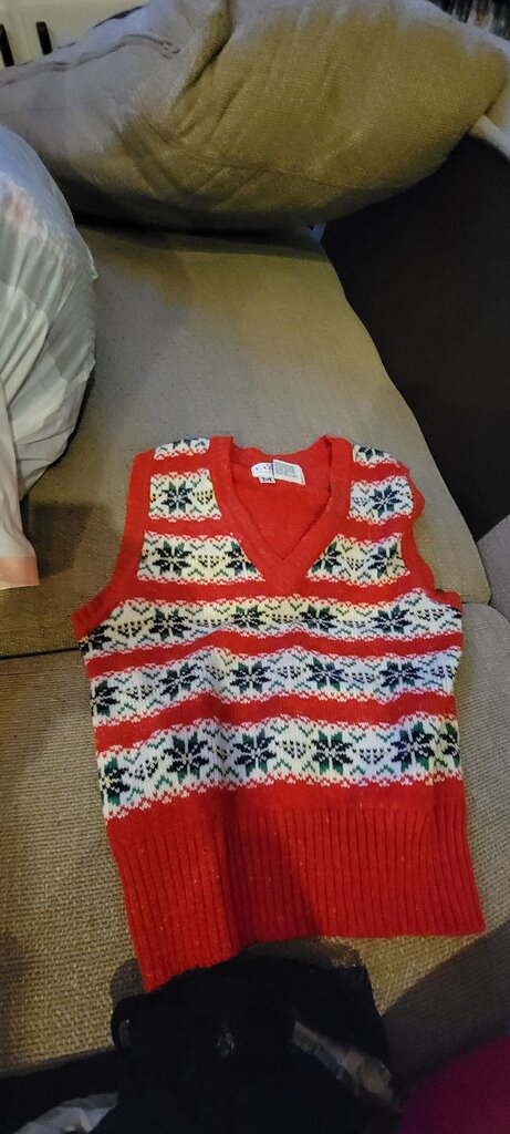 Vintage Collage Red Holiday Sweater Vest