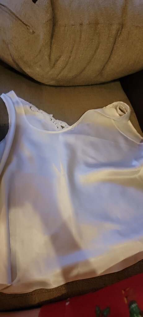 Women's White Satin Camisole with Lace Trim