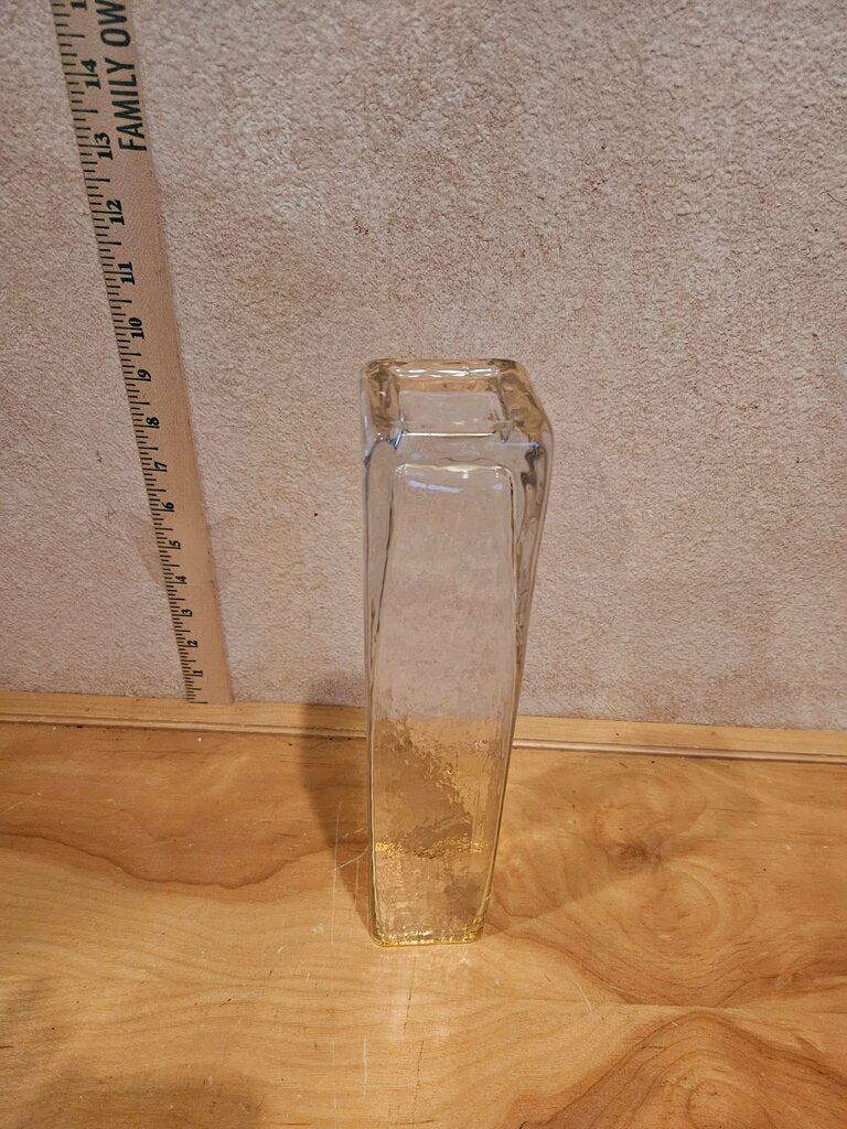 Beautiful Decorative Vase Thick Hammered Glass with Gilded Gold Rim Hollywood Regency Esque Elegant shell, collections display