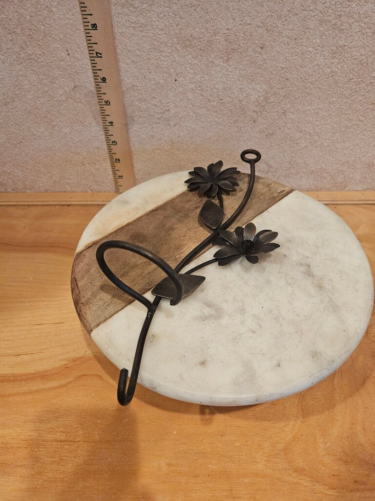 Decorative Metal Black Wall flower Votive/Flower Pot Holder w Wall Hook w Flower Design