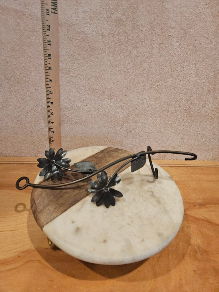 Decorative Metal Black Wall flower Votive/Flower Pot Holder w Wall Hook w Flower Design