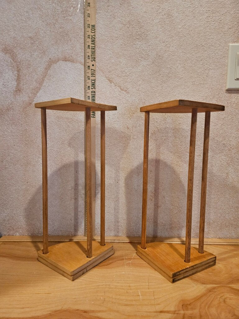 Vintage Set of wood bookrest/bookshelf/book trough dvd or cd holder Wooden Display Stands w built in bookend media stop