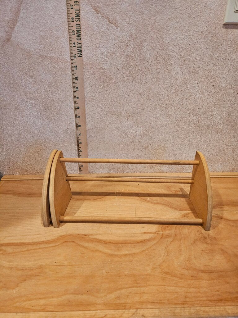 Vintage Set of wood bookrest/bookshelf/book trough dvd or cd holder Wooden Display Stands w built in bookend media stop