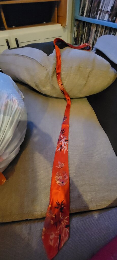 Red Silk Tie with Floral Design