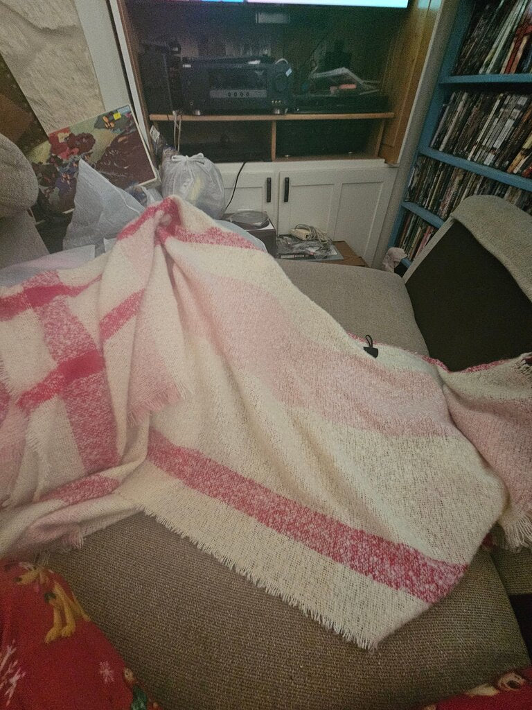 Halston Pink and Cream Striped Throw Blanket