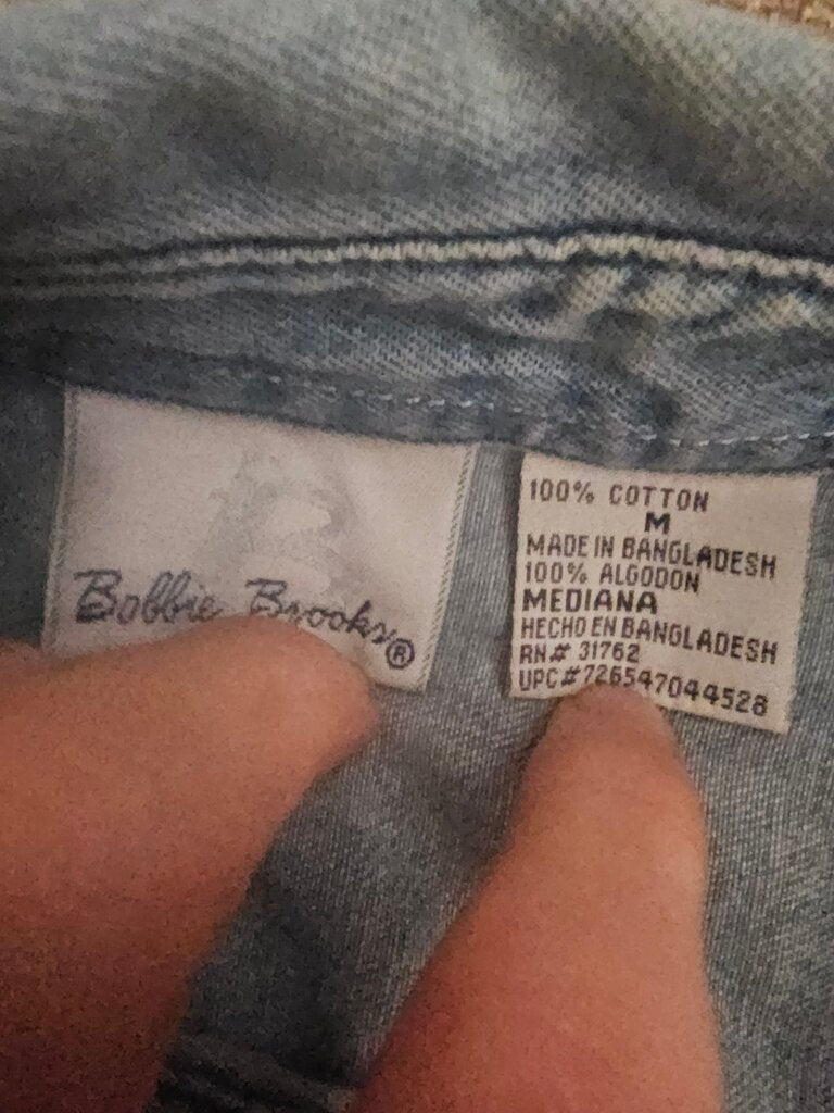 Bobbie Brooks Denim Shirt with Floral Embroidery