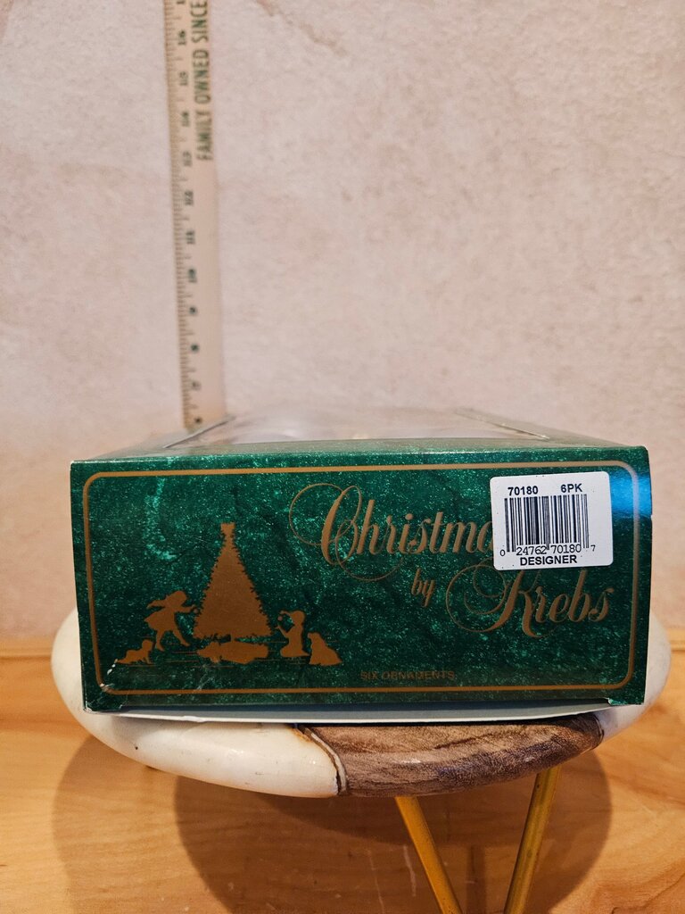 Designer Glass Christmas Ornaments Set 6 Vintage Christmas by Krebs glass ornaments dusty gray blue