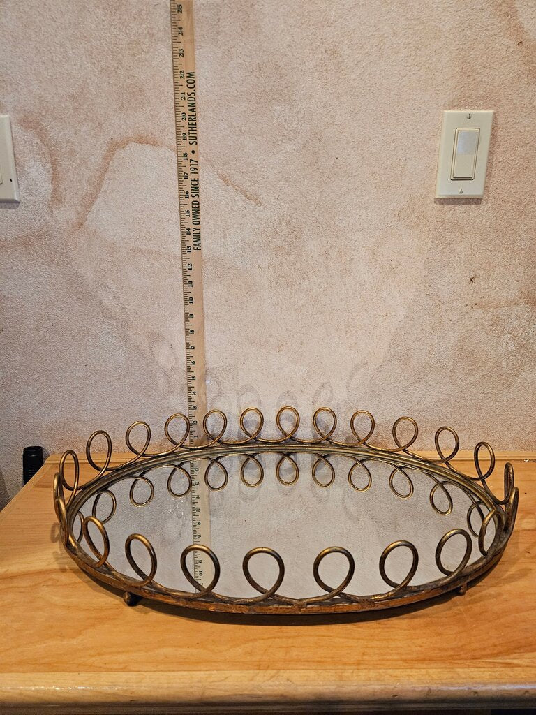 Uttermost Decorative Looped Rimed Eclipse Tray w Mirror vanity bathroom organizer / Elegant barware