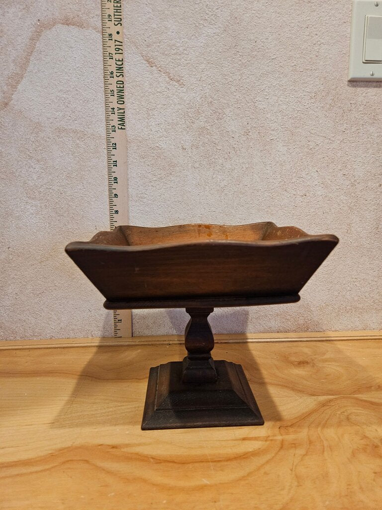 Vintage MCM Wooden Pedestal Trinket Fruit Treen Candy/Nut Dish Bowl trinket candle vignette display