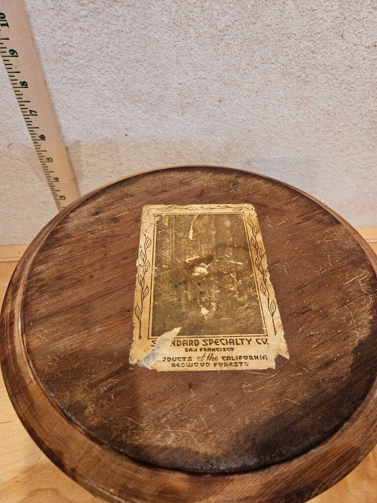 Vintage MCM Esque Wooden Inlay Wood Tooled Checkerboard Nut Cracker chip display servingBowl