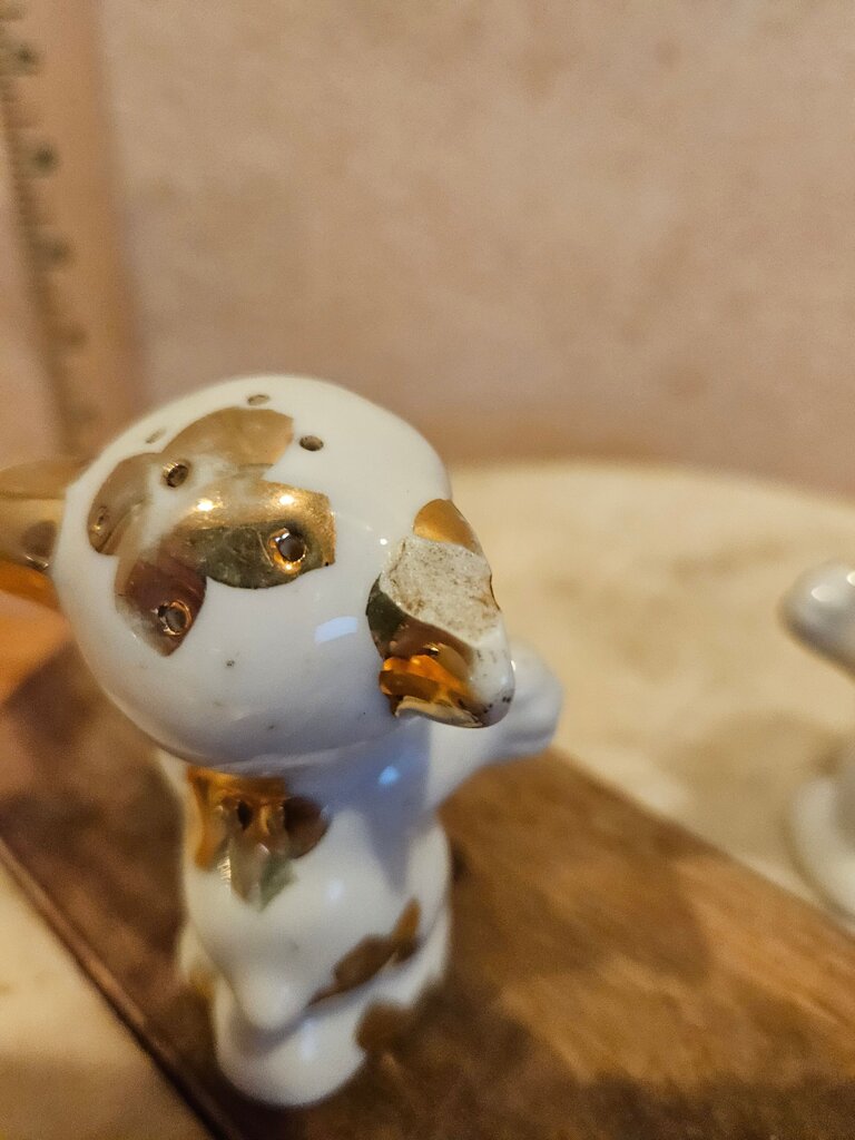 Vintage Ceramic Dog Vintage Lusterware Bonzo Dogs Pep and Pepper Set circa 1930s 40s