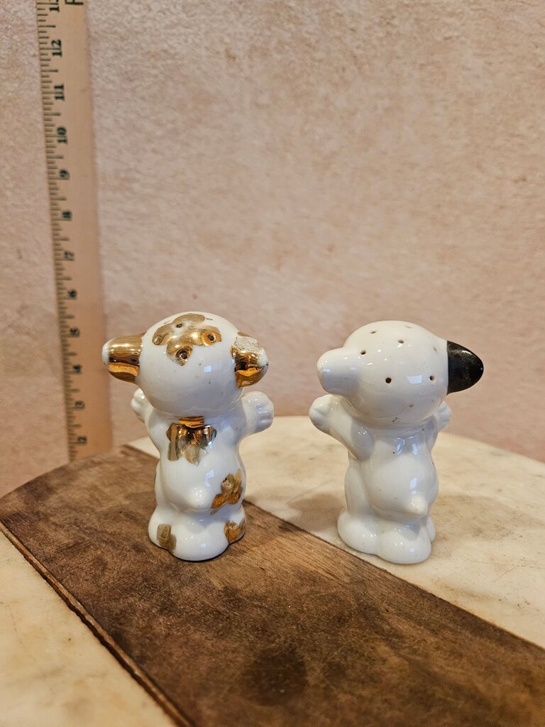 Vintage Ceramic Dog Vintage Lusterware Bonzo Dogs Pep and Pepper Set circa 1930s 40s