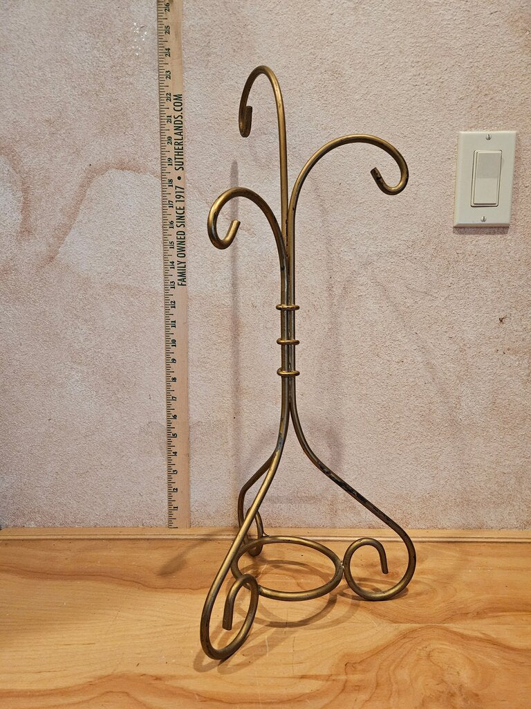 Gold Tone Hollywood Regency Metal Ornament Tree Stand 3-Arm Decorative Display Holder Hanger / Mug Stand tea towel display Gift Idea