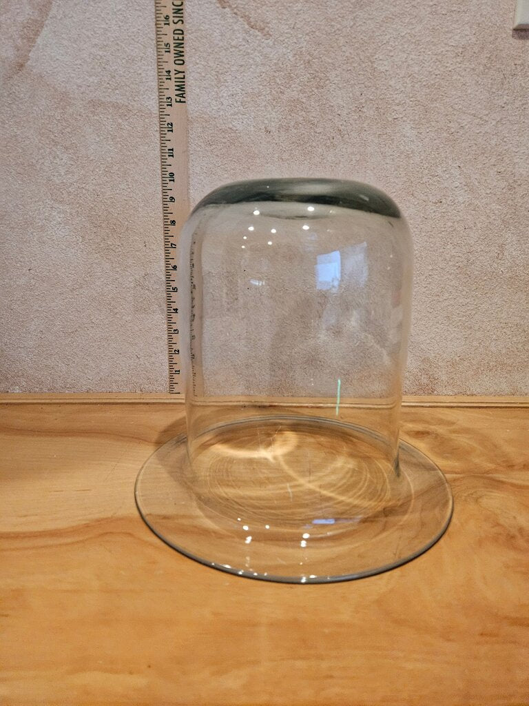 Vintage Cloche Garden Green Glass Bell French Large Hand Blown Green Wide Bell Shape Dome Garden Cloche Taxidermy terrarium Science Holiday Christmas Display Dome Farmhouse
