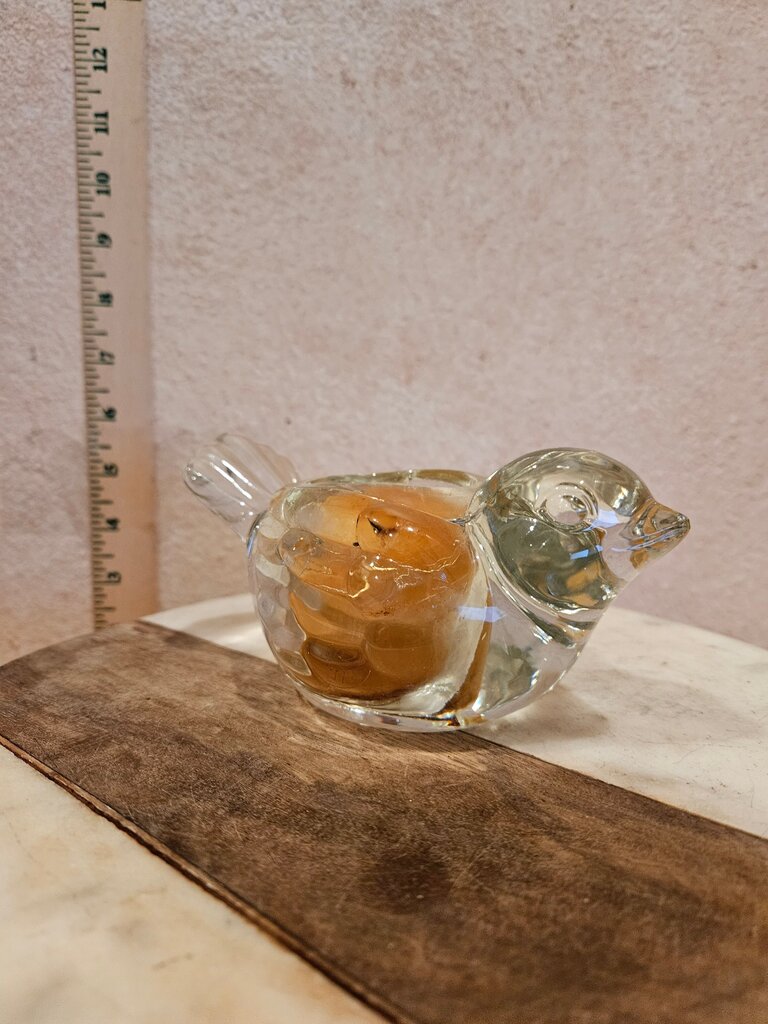 Indiana Glass Clear Bird Candle Votive Tea Light Holder 5.5" x 2.25"
