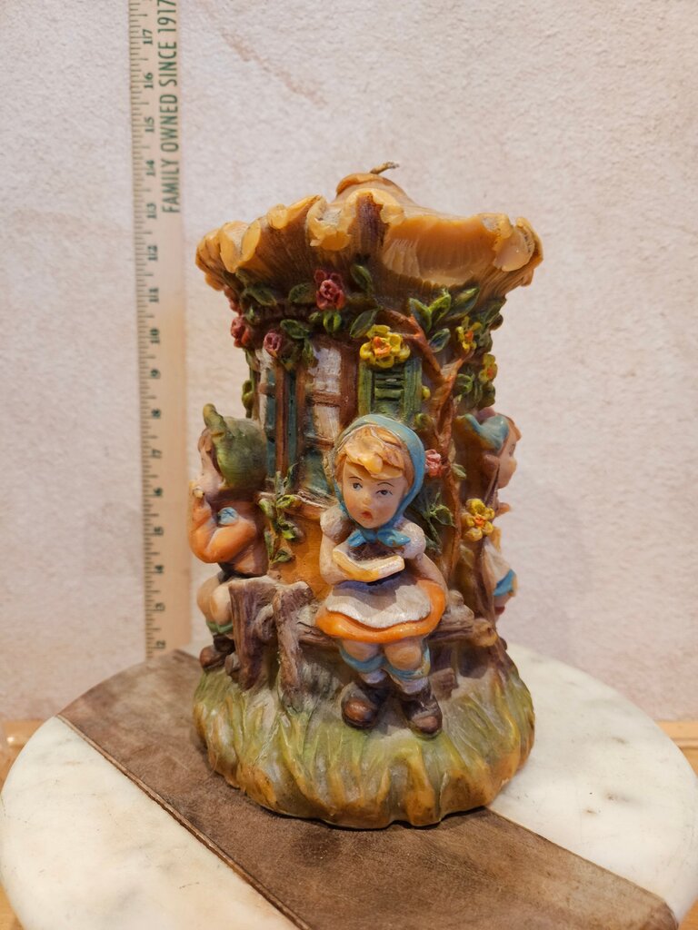 Vintage 1924 As is w dents Walldurn Baden Johann Gunter West Germany Hand Carved Amazing Unburnt Candle