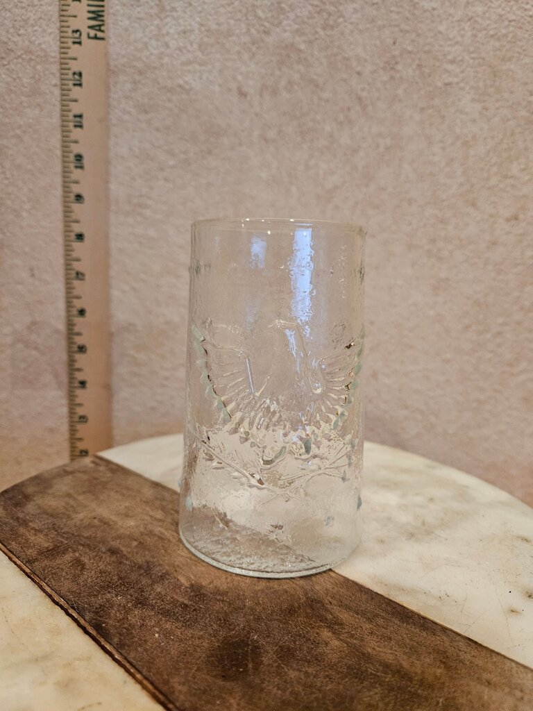 Vintage Pressed Glass Vase Eagle & Stars Design Apothecary Taxidermy Science Holiday Christmas Display Dome Farmhouse no lid