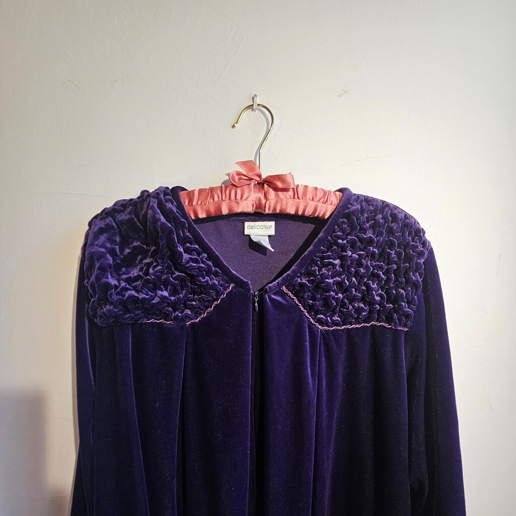 Purple Velvet Zip Front Robe