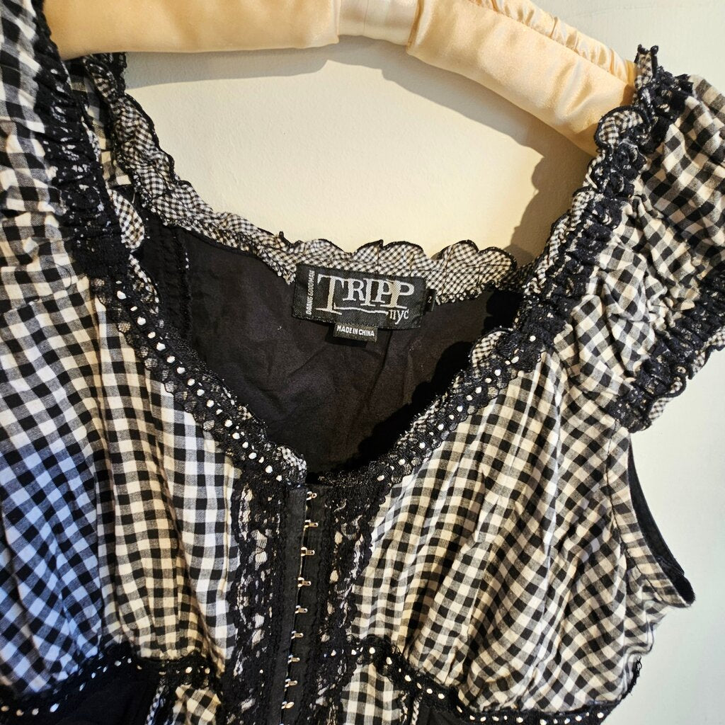 Tripp NYC Black and White Gingham Top