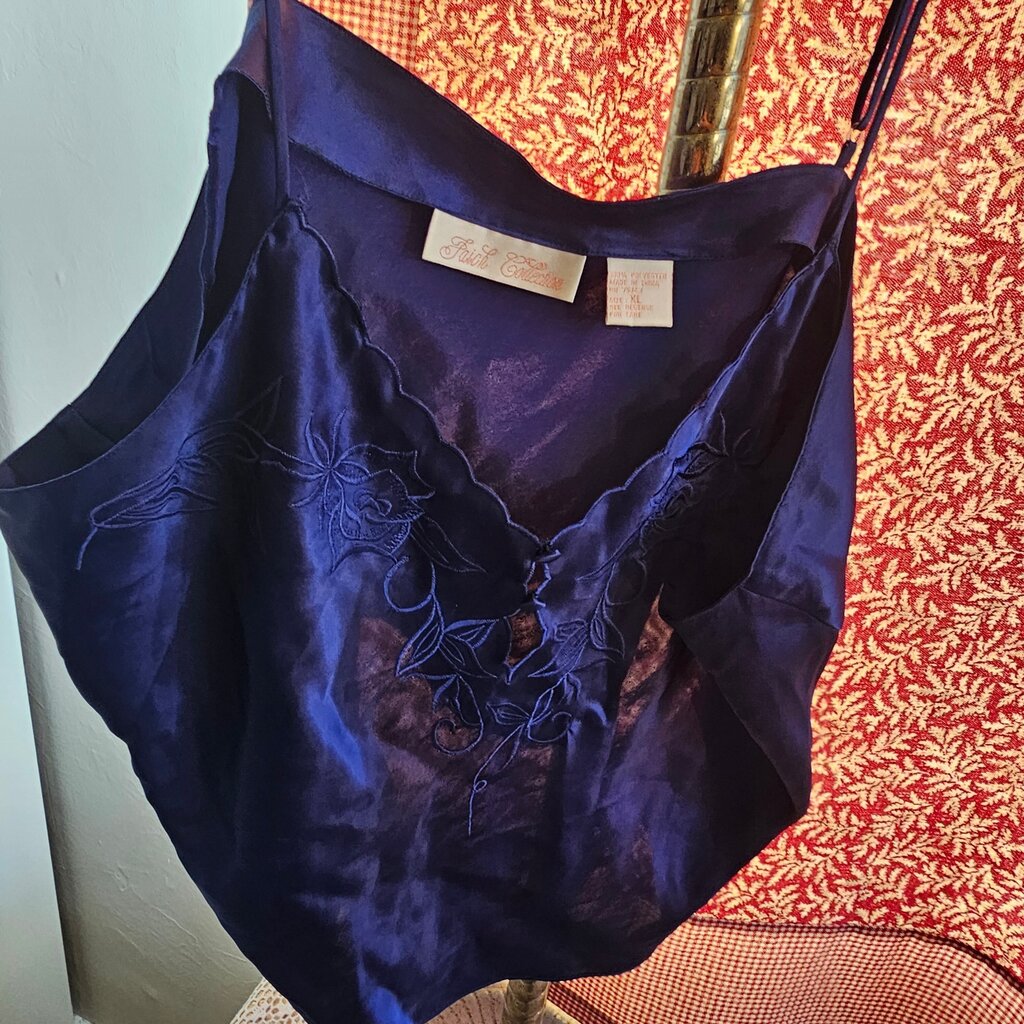 Faith Collection Women's Navy Blue Satin two piece set Camisole and Shorts Set
