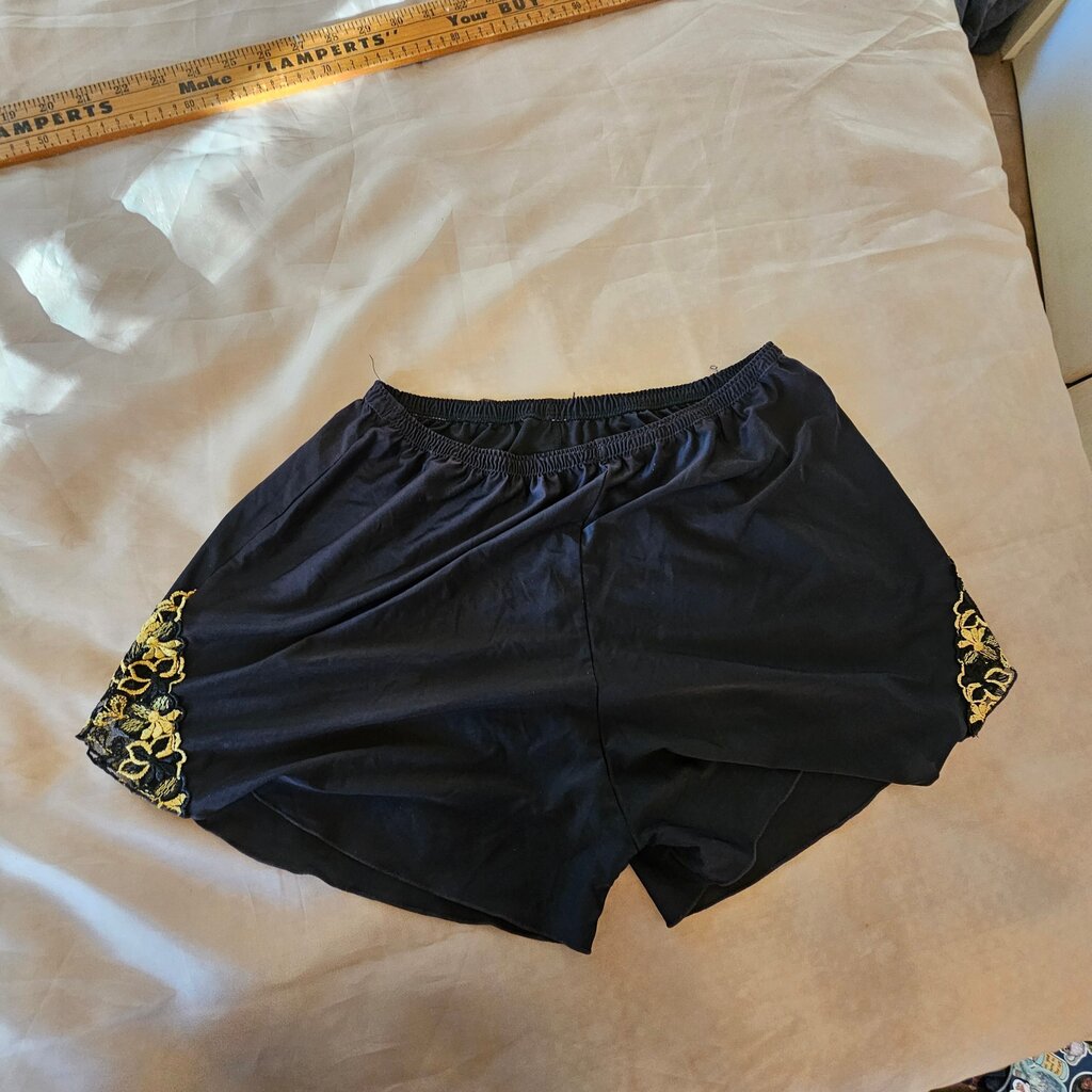 Extra Large Sexy Lingerie Black Women's Embroidered Pajama Bottom Shorts